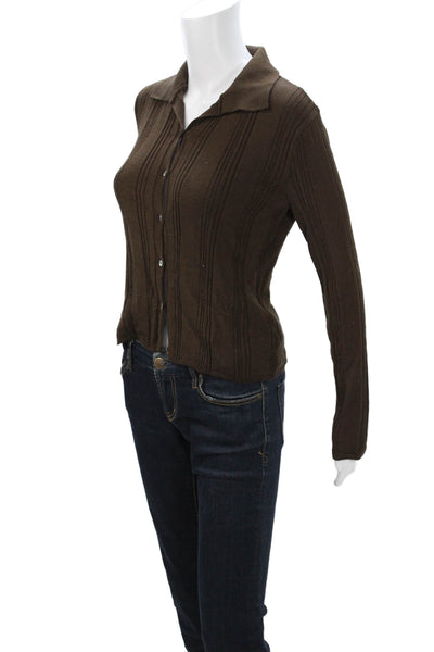Zara Unisex Brown Striped Viscose Cardigan Long Sleeve Size S