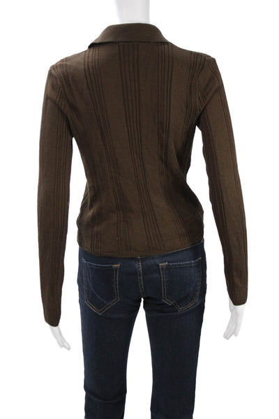 Zara Unisex Brown Striped Viscose Cardigan Long Sleeve Size S