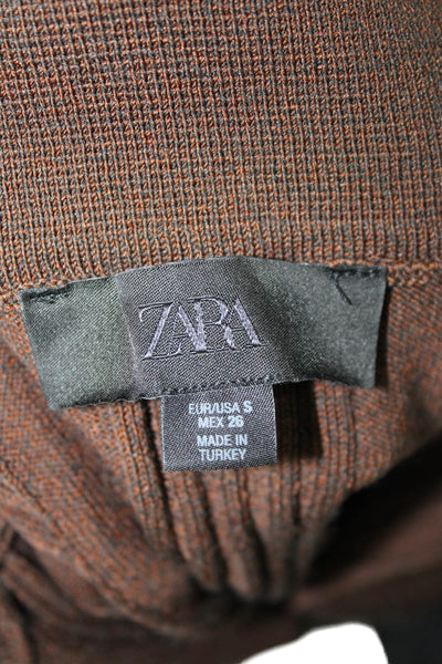 Zara Unisex Brown Striped Viscose Cardigan Long Sleeve Size S