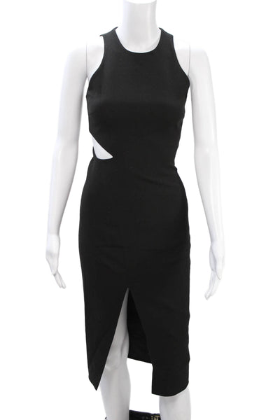 Elizabeth & James Womens Bodycon Sheath Dress Black Mid-Calf Crew Neck Size 0