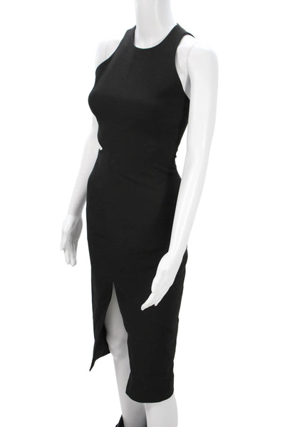 Elizabeth & James Womens Bodycon Sheath Dress Black Mid-Calf Crew Neck Size 0