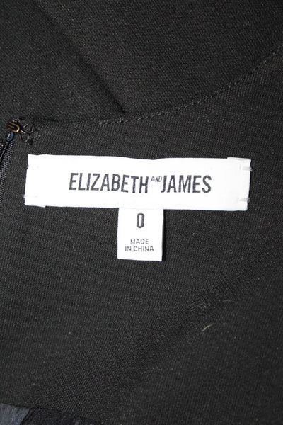 Elizabeth & James Womens Bodycon Sheath Dress Black Mid-Calf Crew Neck Size 0