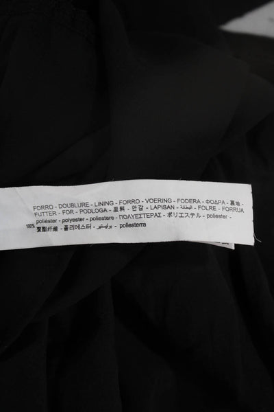 Zara Womens Shift Dress Black 3/4 Sleeve Round Neck Zip Short Polyester Size M
