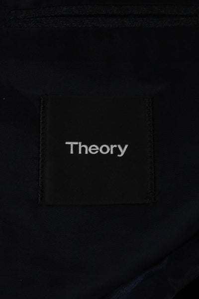 Theory Mens Dark Blue Wool Blazer Button Solid Classic Size 40