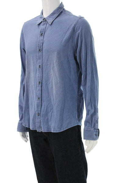 Leonard Frisbie Mens Button Front Long Sleeve Collared Shirt Blue Size Small