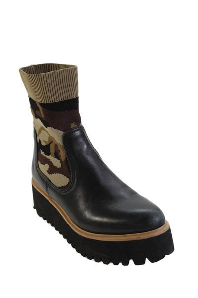 All Black Womens Camouflage Print Platform Boots Black 6.5
