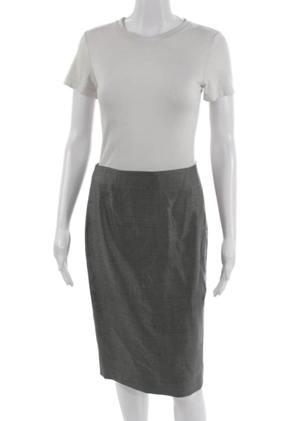 Max Mara Women Gray Wool Silk Straight Pencil Skirt Size 4