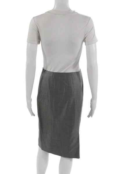 Max Mara Women Gray Wool Silk Straight Pencil Skirt Size 4