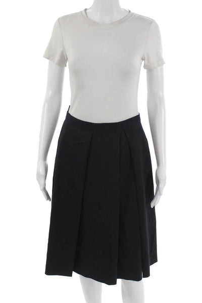Weekend Max Mara Women A-Line Pleated Skirt Black Wool Size 2