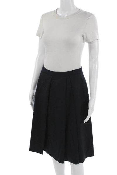 Weekend Max Mara Women A-Line Pleated Skirt Black Wool Size 2