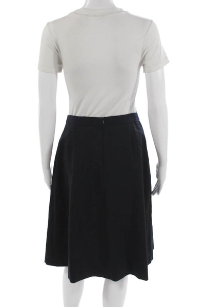 Weekend Max Mara Women A-Line Pleated Skirt Black Wool Size 2
