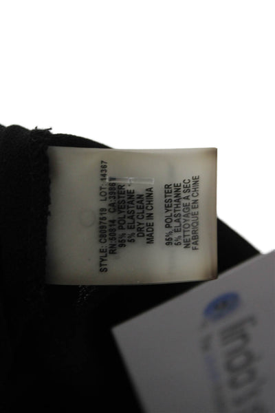 Elie Tahari Women Black Long Sleeve Round Neck Designer Blouse Size 4