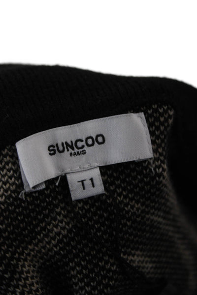 Suncoo Unisex Beige Zebra Collared Zip Pullover Sweater Size 1