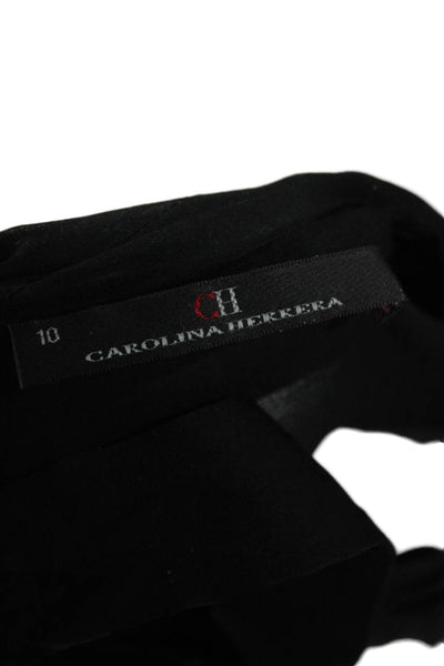 CH Carolina Herrera Women Black High Neck Sleeveless Blouse Button Up Size 10