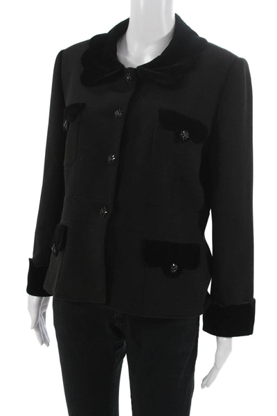 Ecaille Paris Women Black Blazer Long Sleeve Cotton Blend Size 44