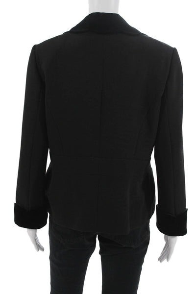Ecaille Paris Women Black Blazer Long Sleeve Cotton Blend Size 44