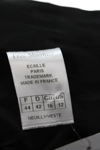 Ecaille Paris Women Black Blazer Long Sleeve Cotton Blend Size 44