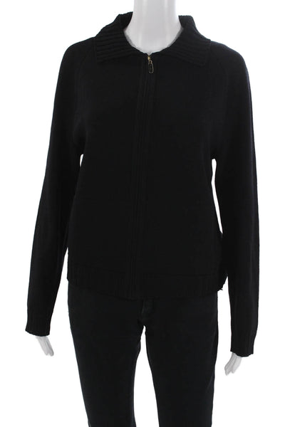 St. John Sport By Marie Gray Unisex Black Full Zip Sweater Wool Size L