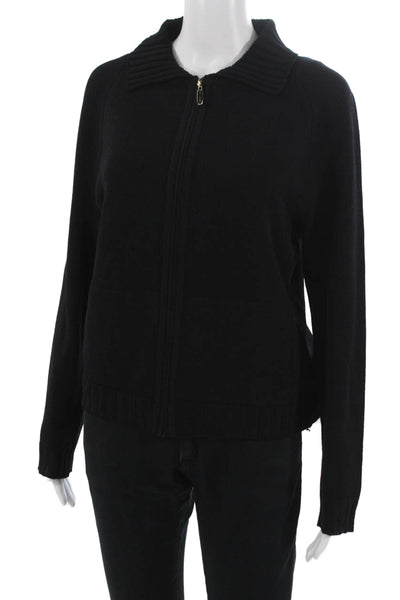 St. John Sport By Marie Gray Unisex Black Full Zip Sweater Wool Size L