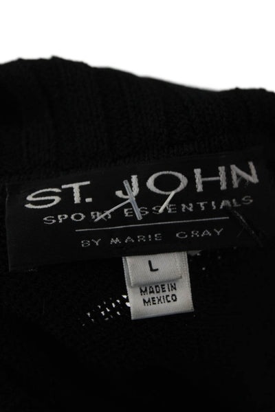 St. John Sport By Marie Gray Unisex Black Full Zip Sweater Wool Size L