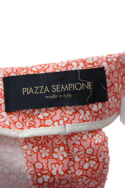 Piazza Sempione Womens Floral Pink Dress Pants Cotton Elastane Zip Size 44