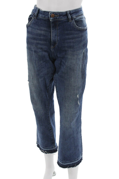 DL1961 Womens Bootcut Cropped Dark Blue High Rise Jeans Size 30