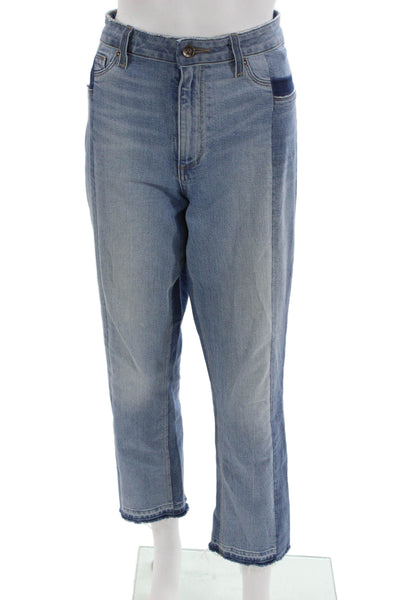 Paige Women Cropped Straight High Rise Blue Jeans Size 31