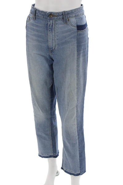 Paige Women Cropped Straight High Rise Blue Jeans Size 31