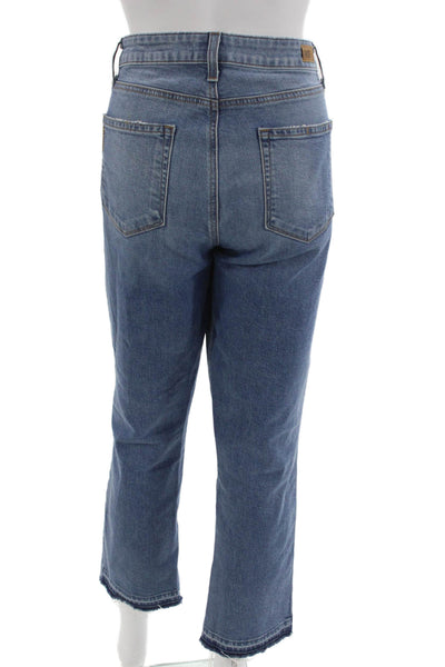 Paige Women Cropped Straight High Rise Blue Jeans Size 31