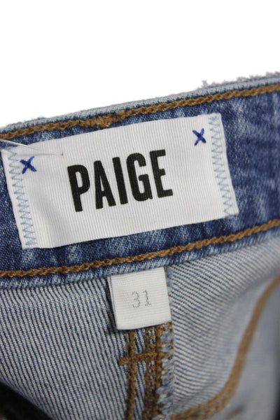 Paige Women Cropped Straight High Rise Blue Jeans Size 31