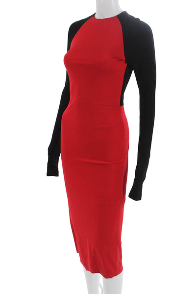Adam Selman Womens Bodycon Sheath Dress Black Wool Long Sleeve Size 2