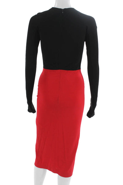 Adam Selman Womens Bodycon Sheath Dress Black Wool Long Sleeve Size 2