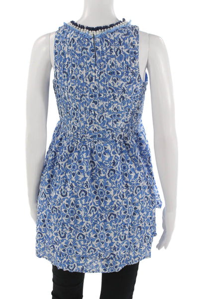 Vineyard Vines Childrens Blue Floral V Neck Sleeveless Tunic Size L
