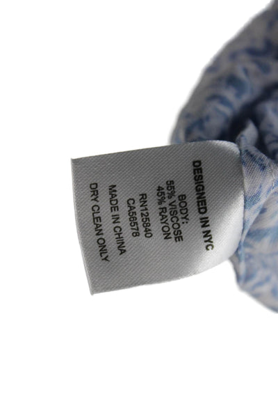 Intermix Women Collared Floral Button Up Long Sleeve Blouse Blue Size S
