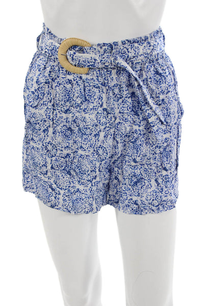 Intermix Unisex Floral Blue Buckle Shorts Beach 55% Viscose 45% Rayon Size XS