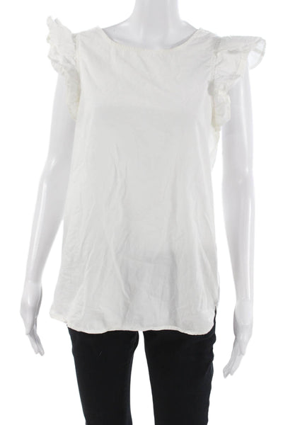 Kate McHale Jensen Womens Bohemian Sleeveless White Cotton Blouse Size M