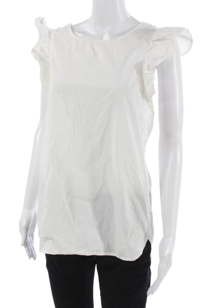 Kate McHale Jensen Womens Bohemian Sleeveless White Cotton Blouse Size M