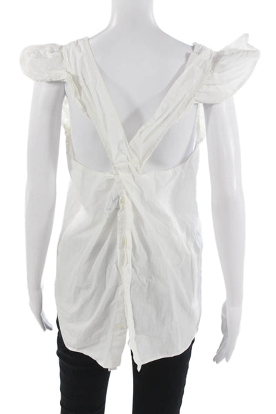 Kate McHale Jensen Womens Bohemian Sleeveless White Cotton Blouse Size M