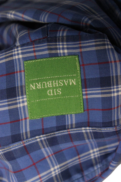 Sid Mashburn Mens Button Front Long Sleeve Plaid Shirt Blue Size Medium