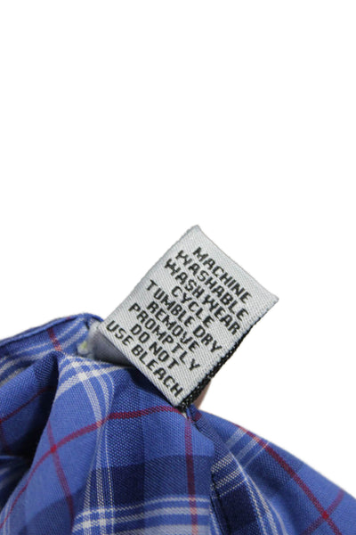 Sid Mashburn Mens Button Front Long Sleeve Plaid Shirt Blue Size Medium