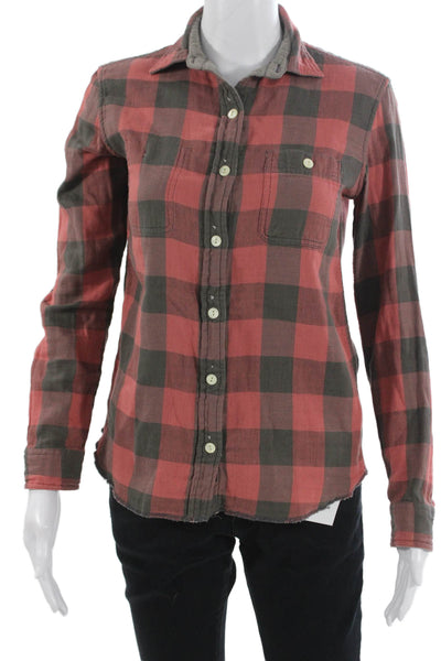 Faherty Womens Plaid Organic Cotton Button-Up Long Sleeve 90s Size XS