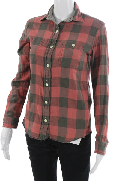 Faherty Womens Plaid Organic Cotton Button-Up Long Sleeve 90s Size XS