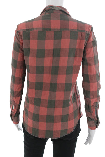 Faherty Womens Plaid Organic Cotton Button-Up Long Sleeve 90s Size XS