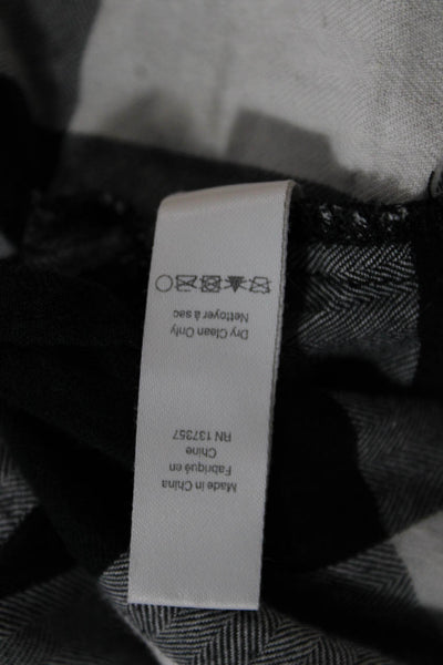 Marissa Webb Women Black Checked Cotton Button Up Long Sleeve Top Size L
