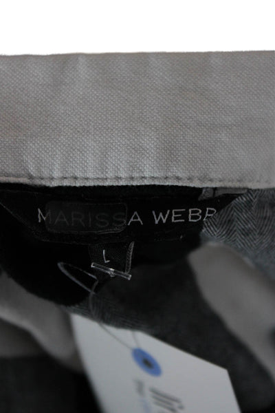 Marissa Webb Women Black Checked Cotton Button Up Long Sleeve Top Size L