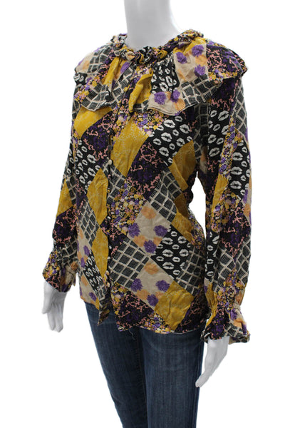 Hoffman Copenhagen Womens Black Floral Button Up Blouse Size 40