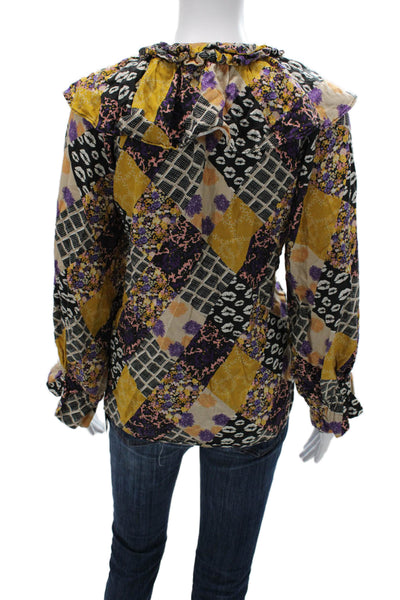 Hoffman Copenhagen Womens Black Floral Button Up Blouse Size 40