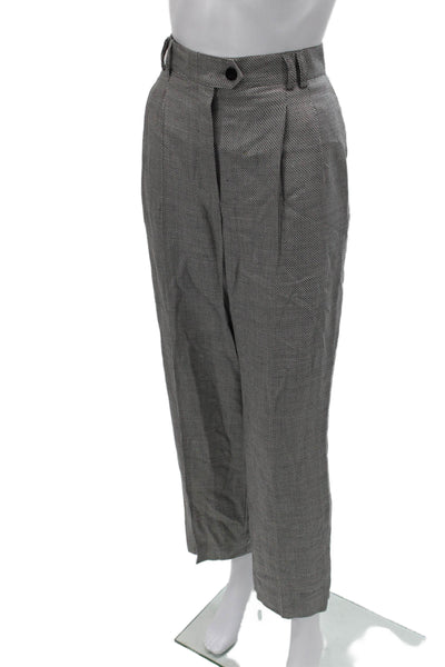 Escada Margaretha Ley Unisex Cropped Dress Pants Gray Herringbone Size 40
