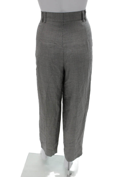 Escada Margaretha Ley Unisex Cropped Dress Pants Gray Herringbone Size 40