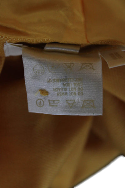 Escada Margaretha Ley Women Ankle Dress Pants Yellow Silk Button Size 40